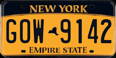 NY license plate GOW9142