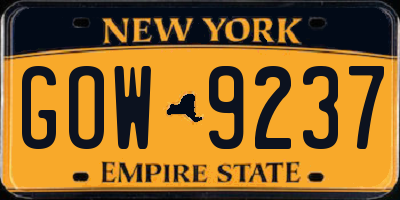 NY license plate GOW9237