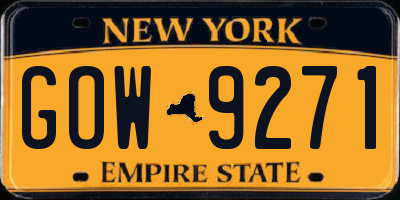 NY license plate GOW9271