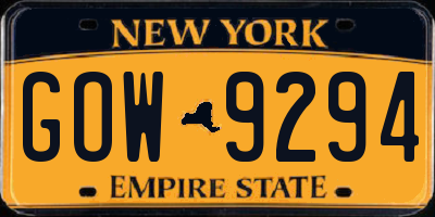 NY license plate GOW9294