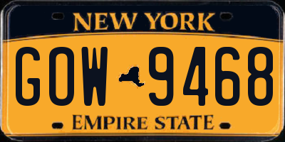 NY license plate GOW9468