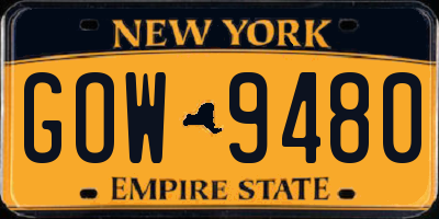 NY license plate GOW9480