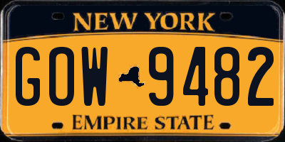 NY license plate GOW9482