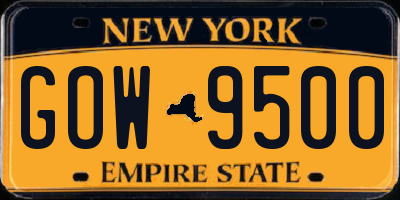 NY license plate GOW9500