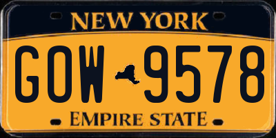 NY license plate GOW9578
