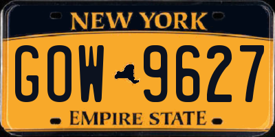 NY license plate GOW9627
