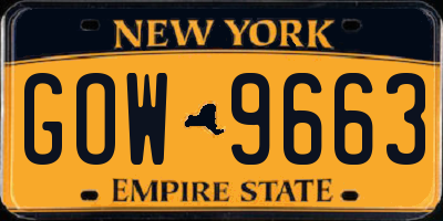 NY license plate GOW9663