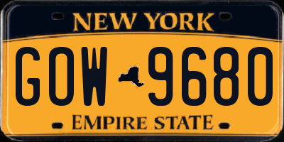 NY license plate GOW9680