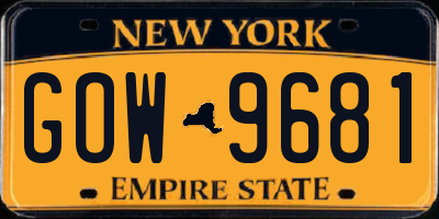 NY license plate GOW9681