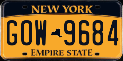NY license plate GOW9684