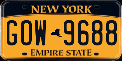 NY license plate GOW9688