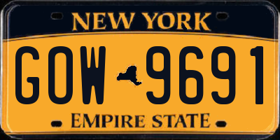 NY license plate GOW9691