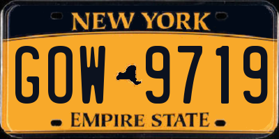 NY license plate GOW9719