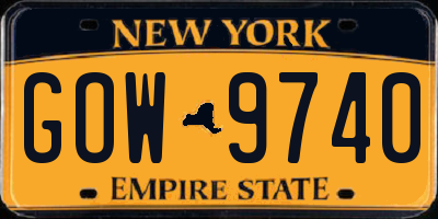 NY license plate GOW9740