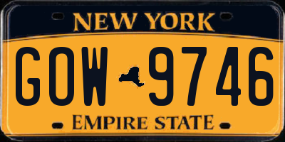 NY license plate GOW9746