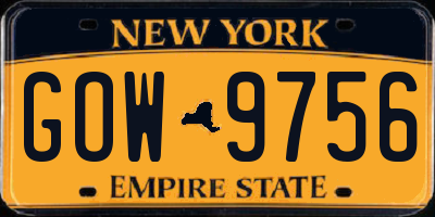 NY license plate GOW9756