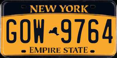 NY license plate GOW9764