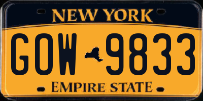 NY license plate GOW9833