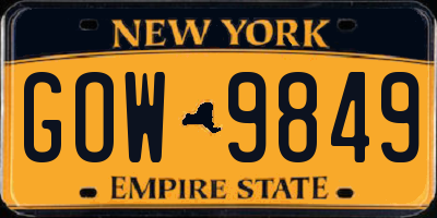 NY license plate GOW9849