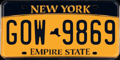 NY license plate GOW9869