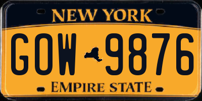 NY license plate GOW9876