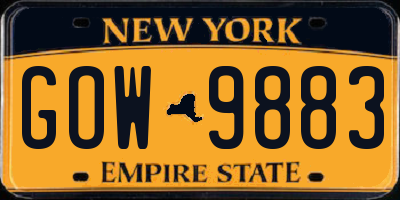 NY license plate GOW9883