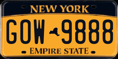 NY license plate GOW9888