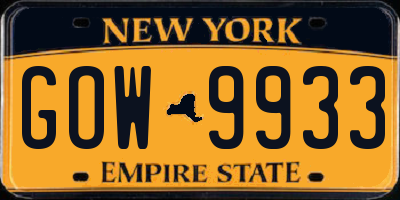 NY license plate GOW9933