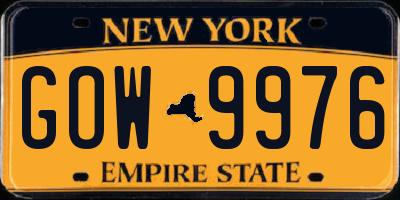 NY license plate GOW9976