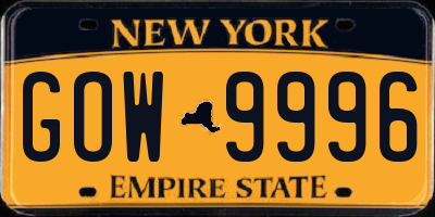 NY license plate GOW9996