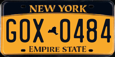 NY license plate GOX0484