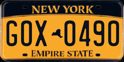 NY license plate GOX0490