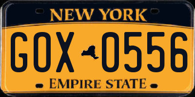 NY license plate GOX0556