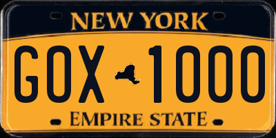 NY license plate GOX1000