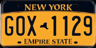 NY license plate GOX1129