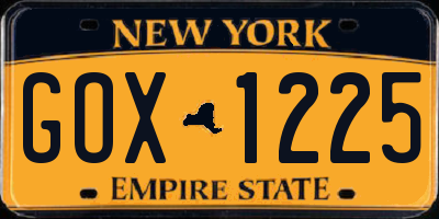NY license plate GOX1225