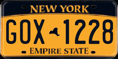 NY license plate GOX1228