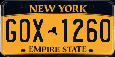 NY license plate GOX1260