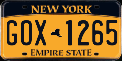 NY license plate GOX1265