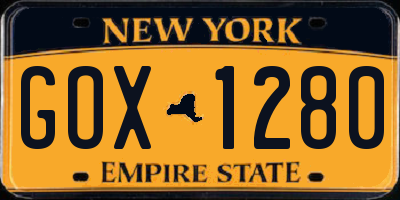 NY license plate GOX1280