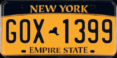 NY license plate GOX1399