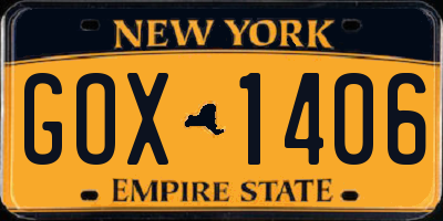 NY license plate GOX1406