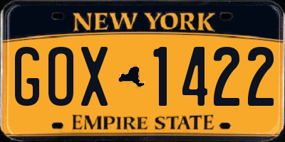 NY license plate GOX1422
