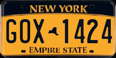 NY license plate GOX1424