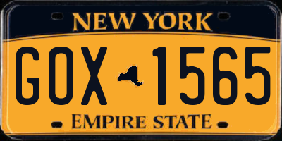 NY license plate GOX1565