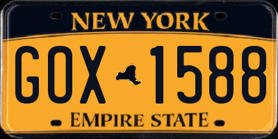 NY license plate GOX1588