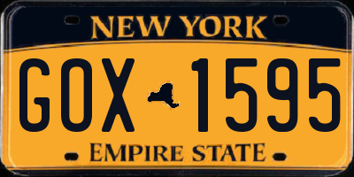 NY license plate GOX1595