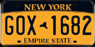 NY license plate GOX1682
