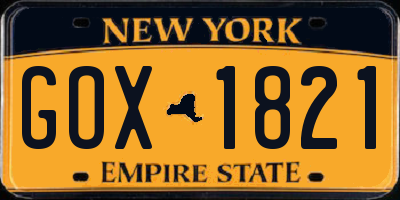 NY license plate GOX1821