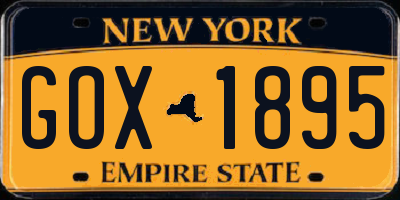 NY license plate GOX1895